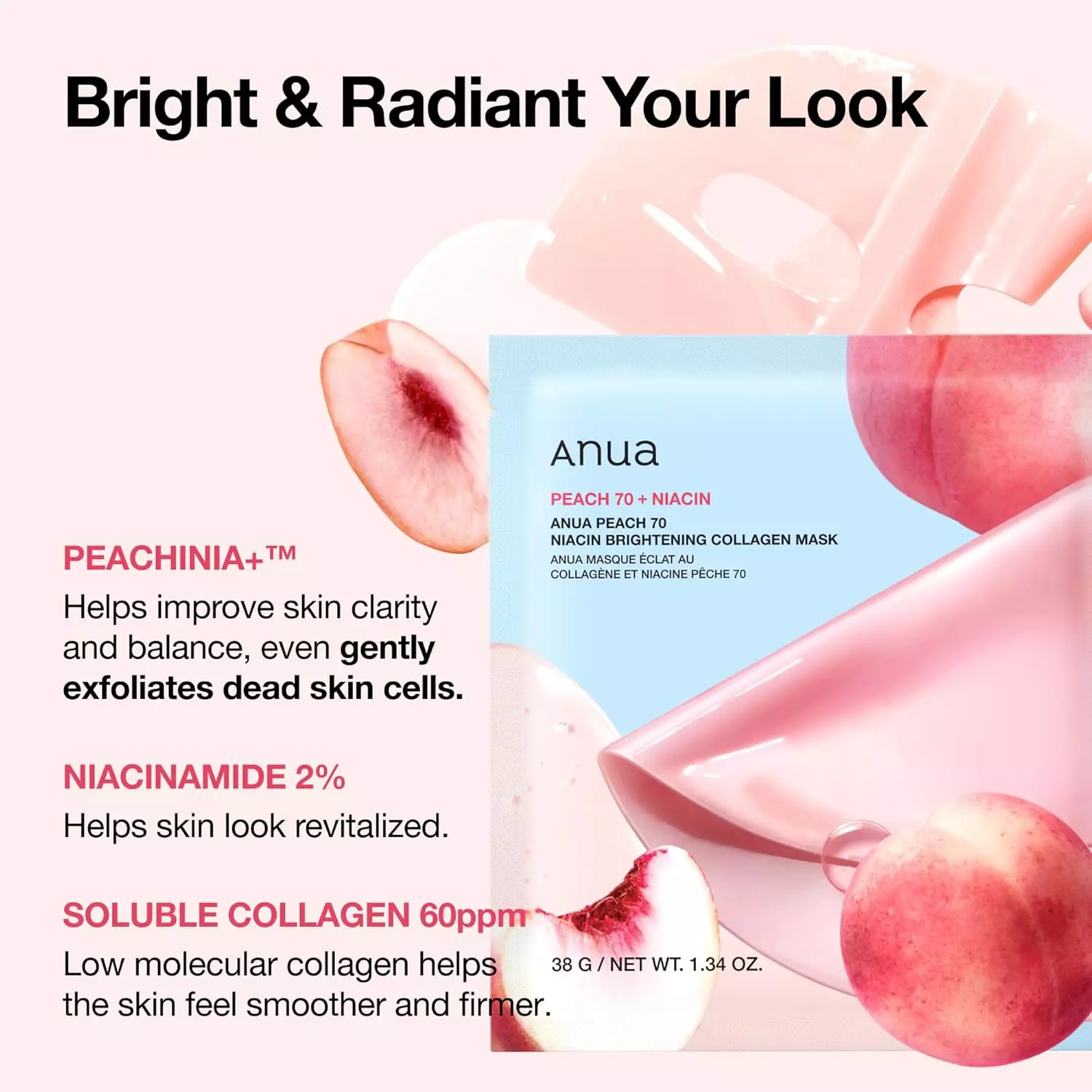 Anua Peach 70 Niacin Brightening Collagen Mask (38g)