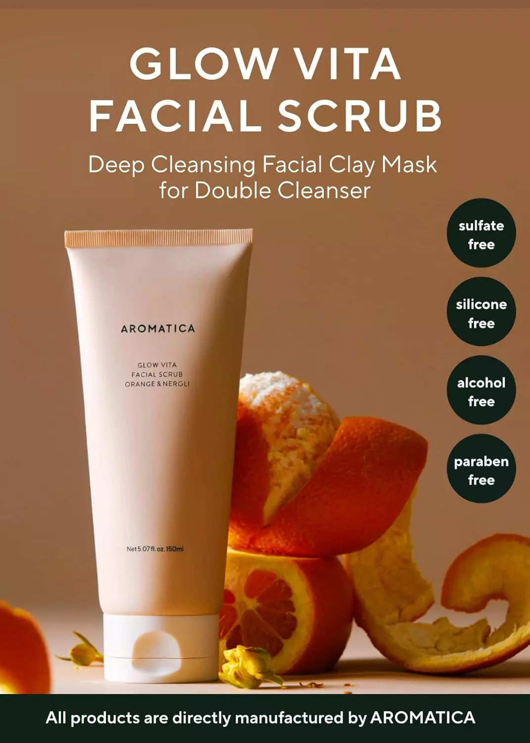 Aromatica Glow Vita Facial Scrub Orange & Neroli (150ml)