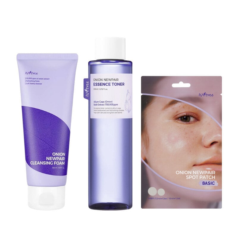 Isntree Onion Newpair Trio [ Isntree Onion Newpair Cleansing Foam, Isntree Onion Newpair Essence Toner, Isntree Onion Newpair Spot Patch Basic ]