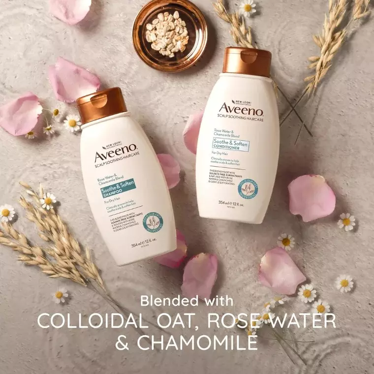 Aveeno Rose Water & Chamomile Blend Soothe & Soften Shampoo (354ml)