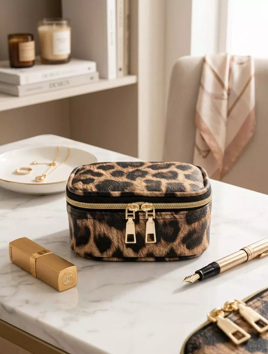 Blink Portable Cosmetic Bag with Mirror LED Light# Leopard