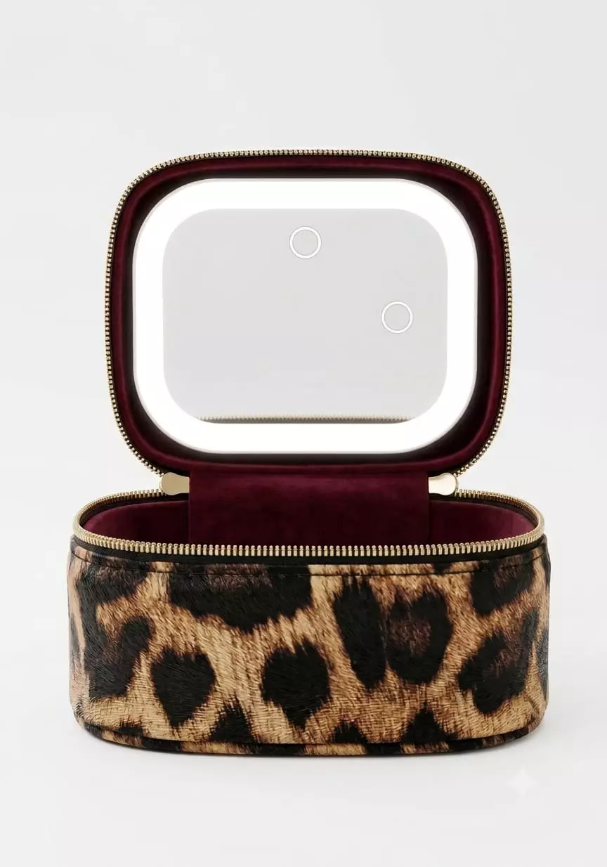Blink Portable Cosmetic Bag with Mirror LED Light# Leopard