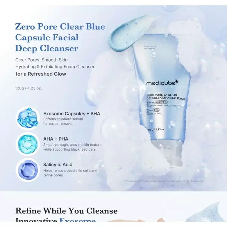 Medicube Zero Pore SA Clear Capsule Cleansing Foam (120gm)