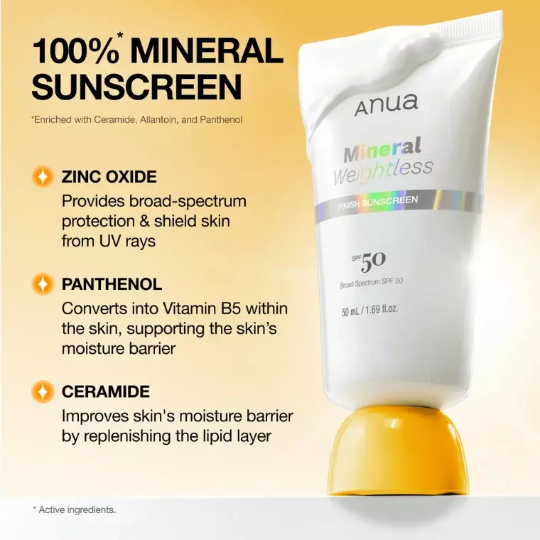 ANUA Mineral Weightless Finish Sunscreen SPF50+ (50ml)
