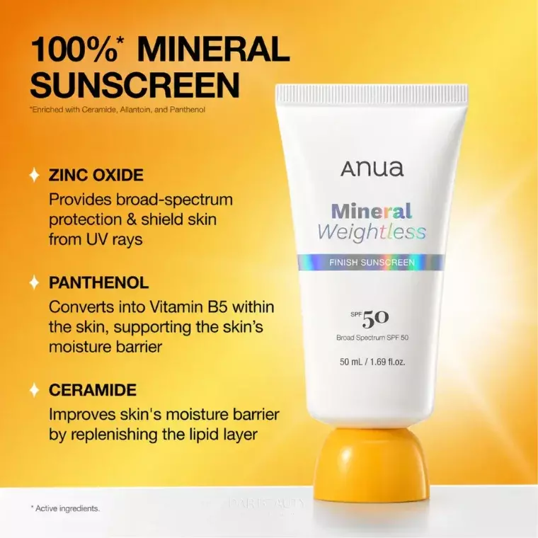 ANUA Mineral Weightless Finish Sunscreen SPF50+ (50ml)