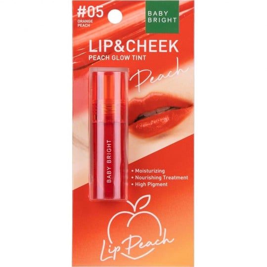 Baby Bright Lip & Cheek Peach Glow Tint #05 Orange Peach (2.4g)