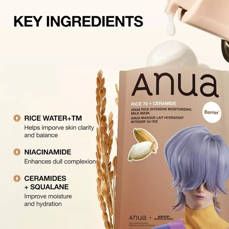 Anua Kpop Demon Hunters Rice 70+ Intensive Moisturizing Milk Mask (25ml)