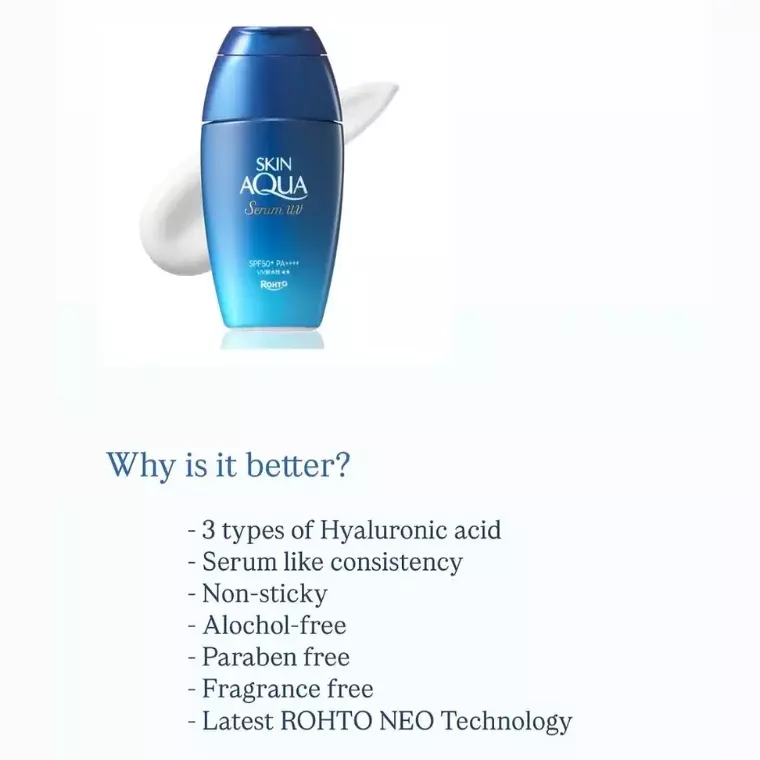 Rohto Skin Aqua Hyaluronic Serum UV Sunscreen Gel SPF 50+ (70gm)